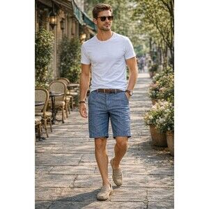 Polo Ralph Lauren Chambray Shorts Mens 32 Blue 9” Inseam Flat Front Casual